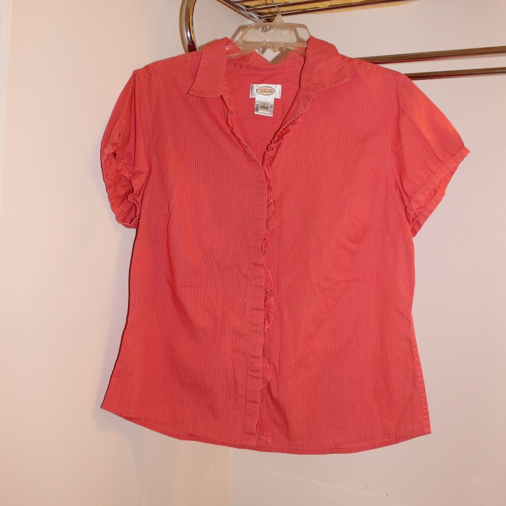 Talbots Large Button Down Blouse Ruffle Shirt